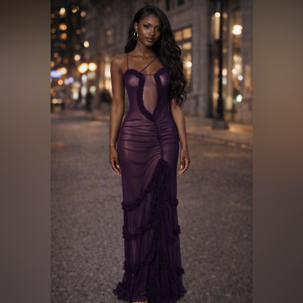 Royal Desire Sheer Gown – Amethyst Luxe Edition